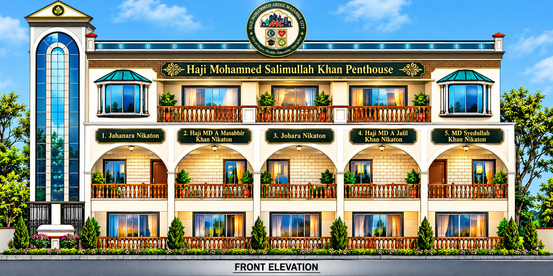Haji Mohammed Salimullah Khan Penthouse — Front Elevation original rental leaflet